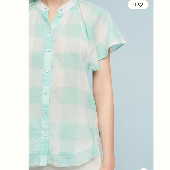 Maeve gingham flutter sleeve top Anthropologie - Picture 3 of 6